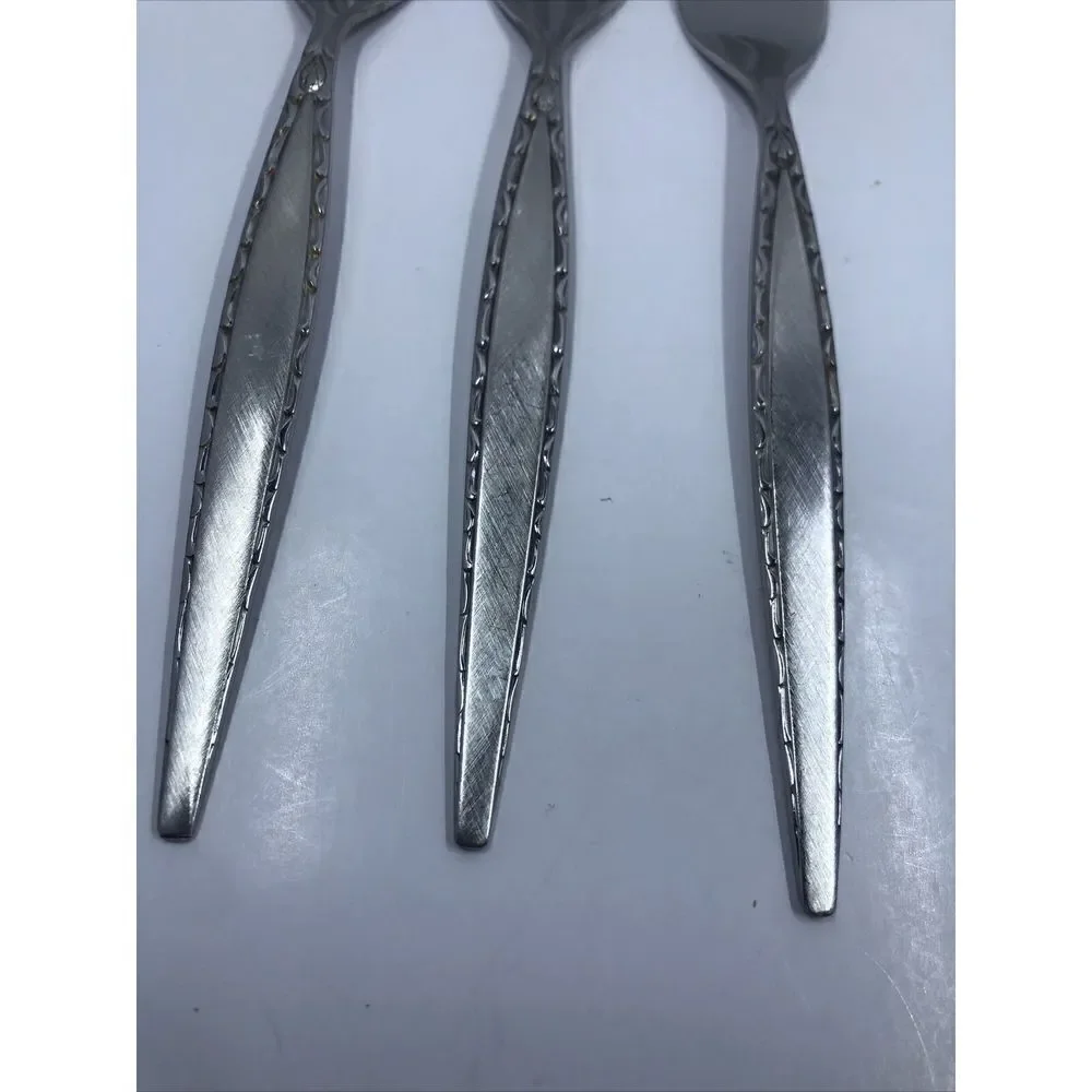 3 pcs Oneida Community Venetia Salad Fork Stainless Steel Burnished Handle. Read
